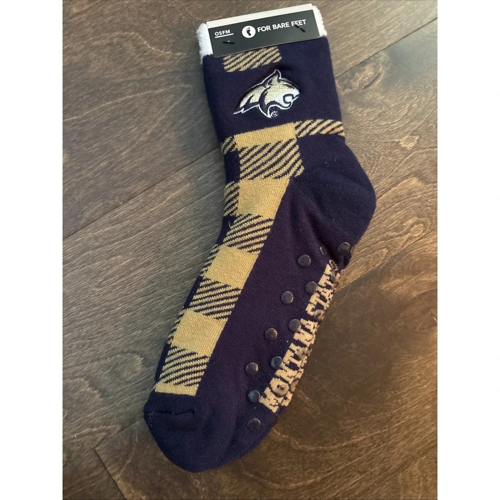 NCAA Montana State Bobcats Team Colors OSFM Bare Feet Pair of Socks X56
